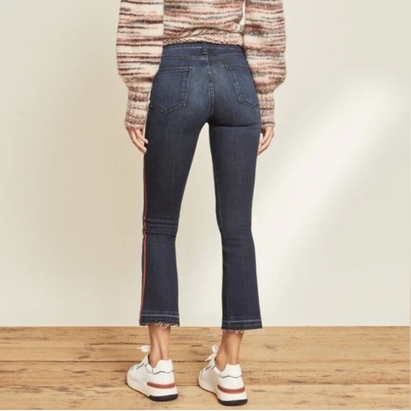 Veronica Beard Carolyn 10” Baby Boot Jeans Midinight w/ Fray Navy Red Sz 26 - Picture 10 of 10